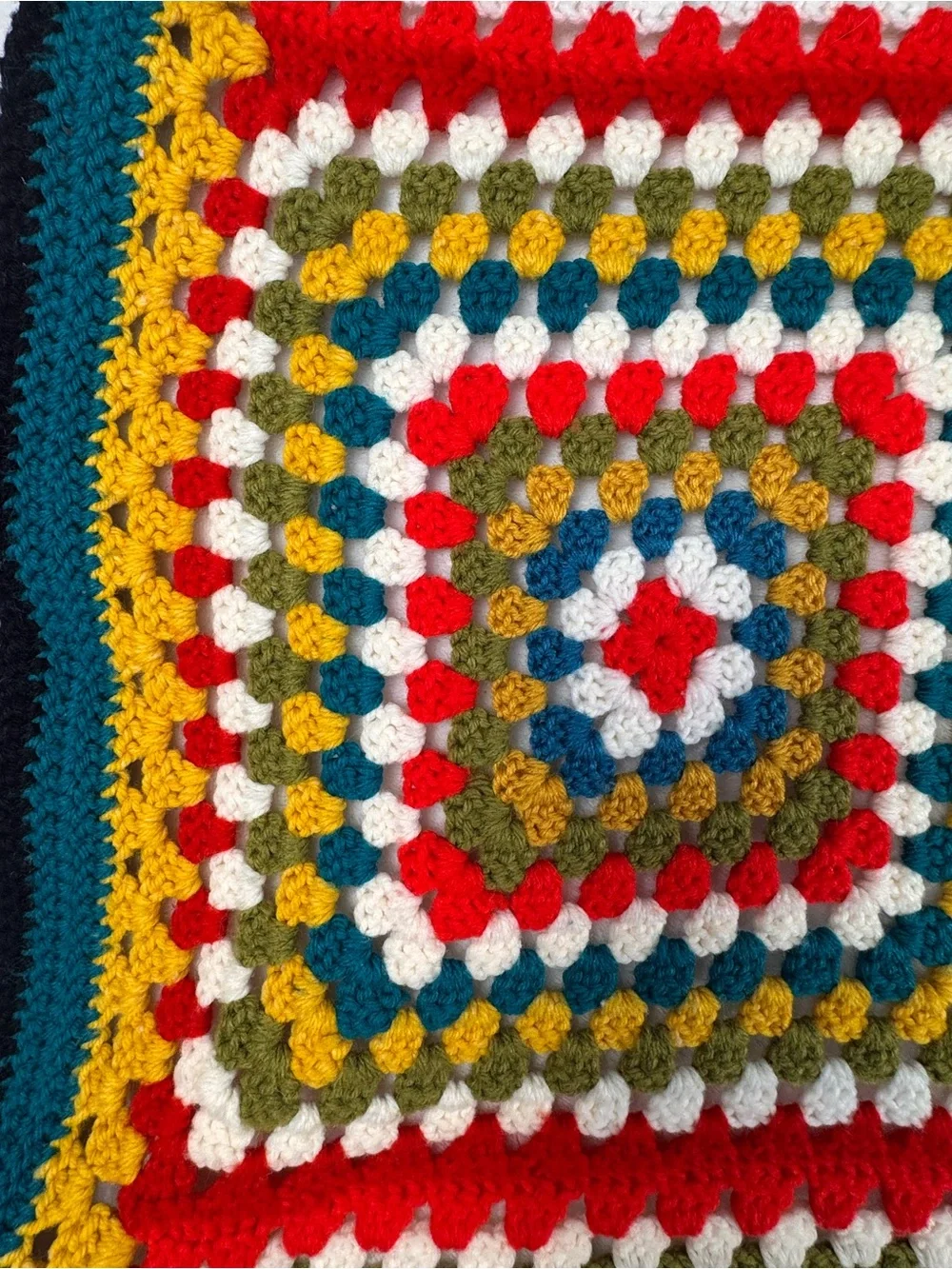 Handmade Crochet Granny Square Afghan Throw Blanket 40x58 Boho Retro